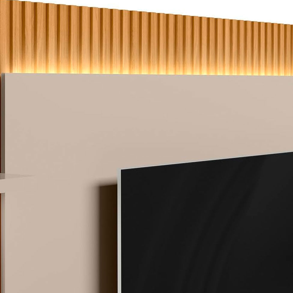 Estante Home São Paulo para TV até 70" 1 Módulo e Iluminação de LED Tauari e Off White - Imagem 2