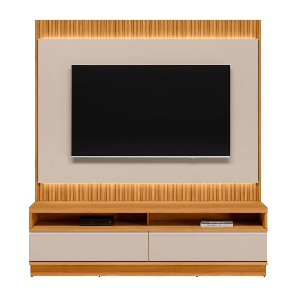 Rack com Painel São Paulo para TV até 70" 2 Gavetas Tauari e Off White