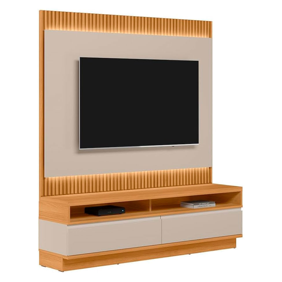 Rack com Painel São Paulo para TV até 70" 2 Gavetas Tauari e Off White - Imagem 2