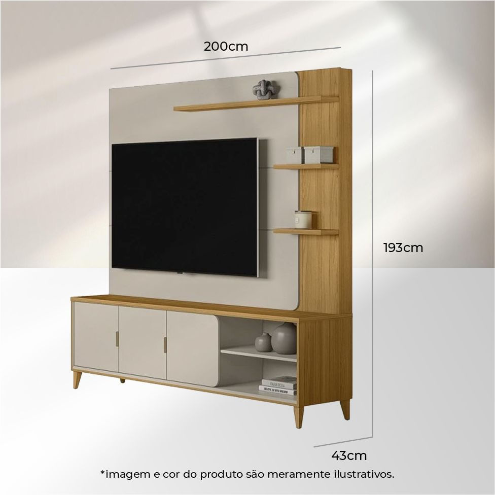 Estante Home Napoli para TV até 70" Tauari e Off White - Imagem 2
