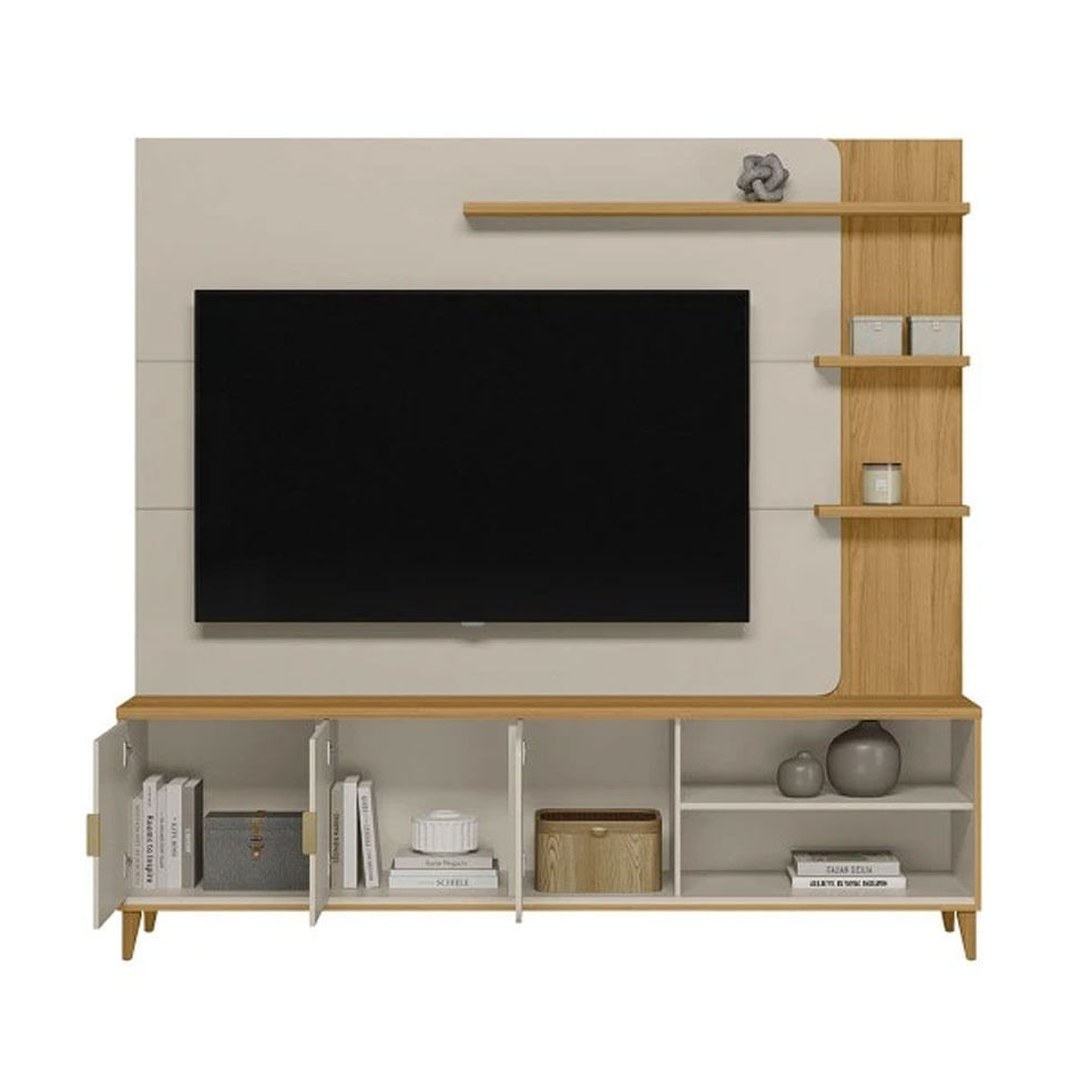 Estante Home Napoli para TV até 70" Tauari e Off White - Imagem 3