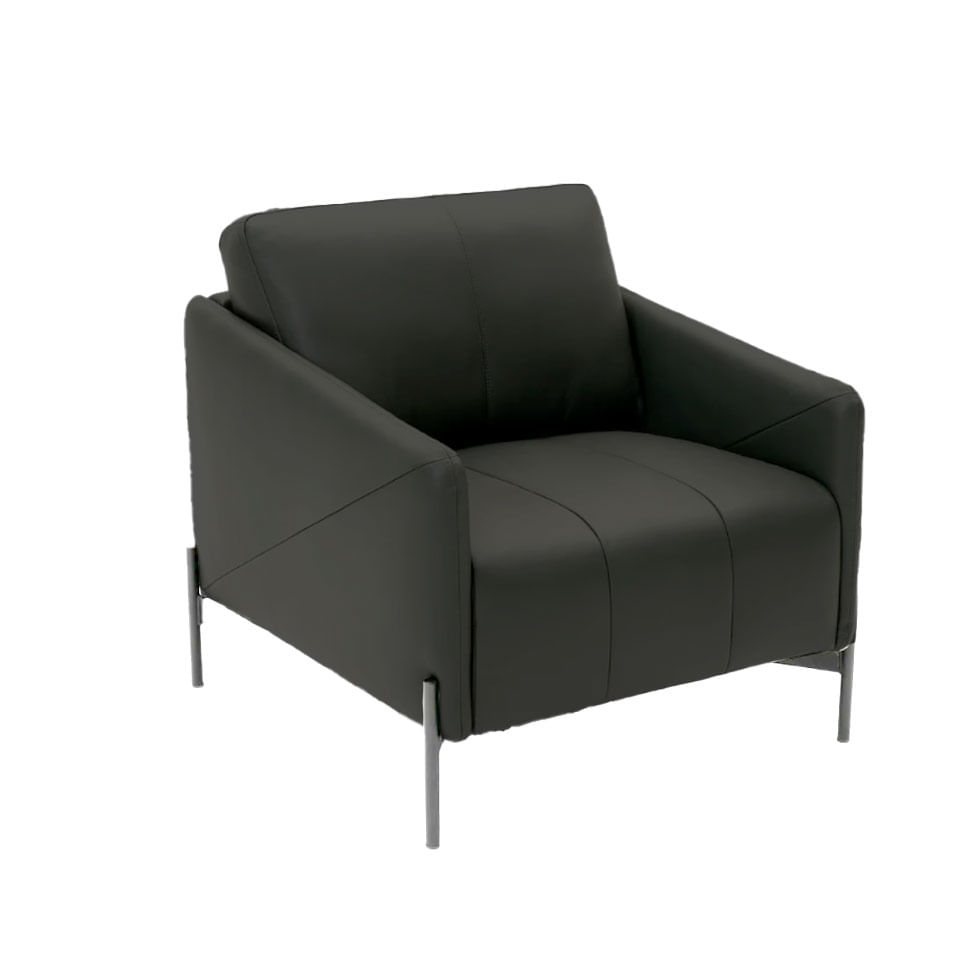 Poltrona Santiago em Couro Chumbo