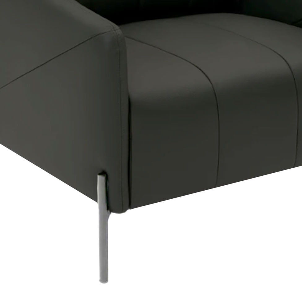 Poltrona Santiago em Couro Chumbo - Imagem 3