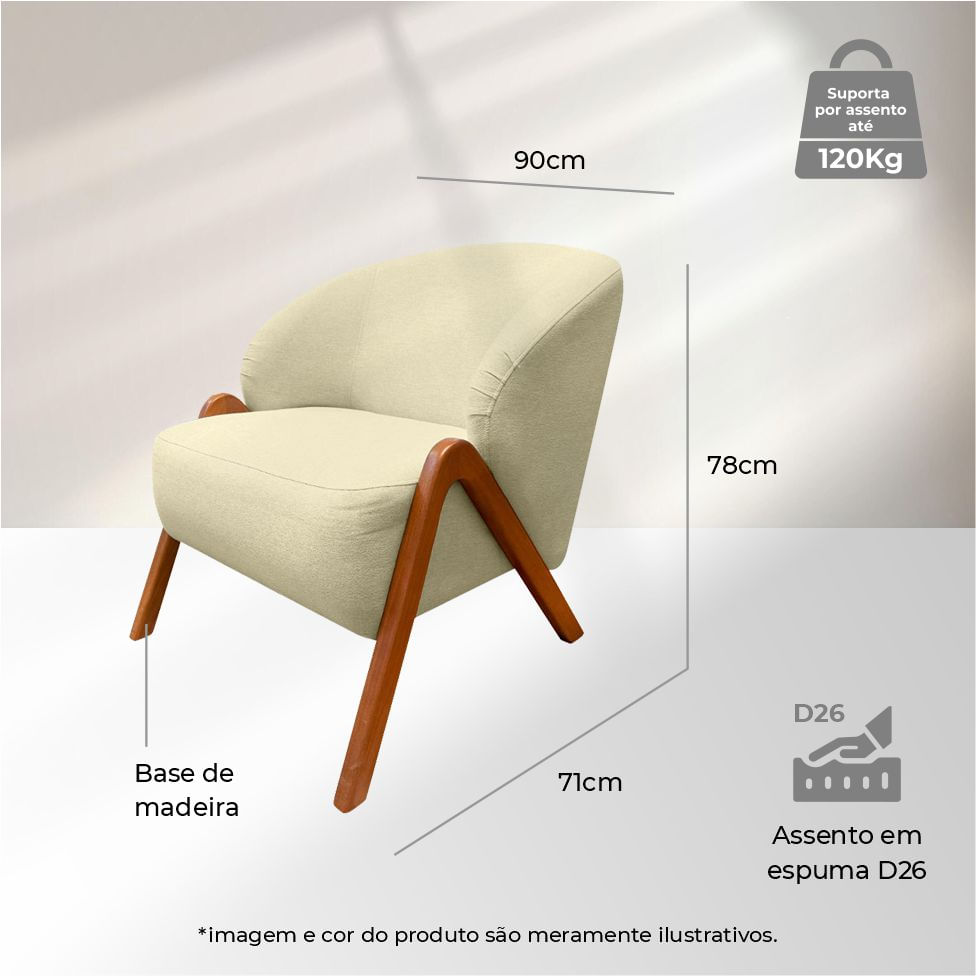 Poltrona Liz em Linho Off White - Imagem 3