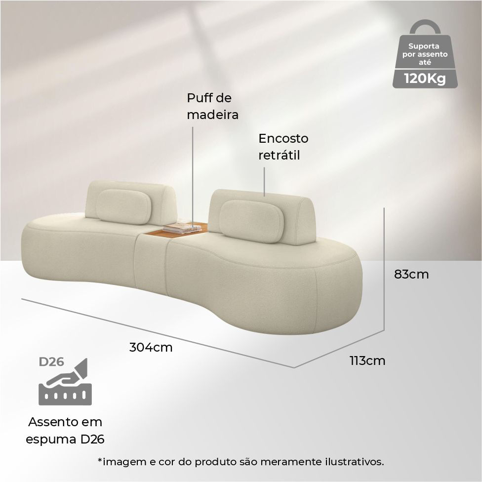 Sofá Orgânico Versalles em Boucle Off White 3,02m - Imagem 4