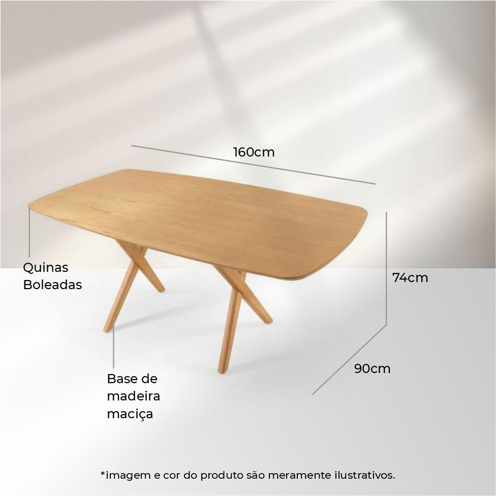 Mesa de Jantar Premium 1,60m Madeira Maciça Mel Cinamomo Design Orgânico - Imagem 3
