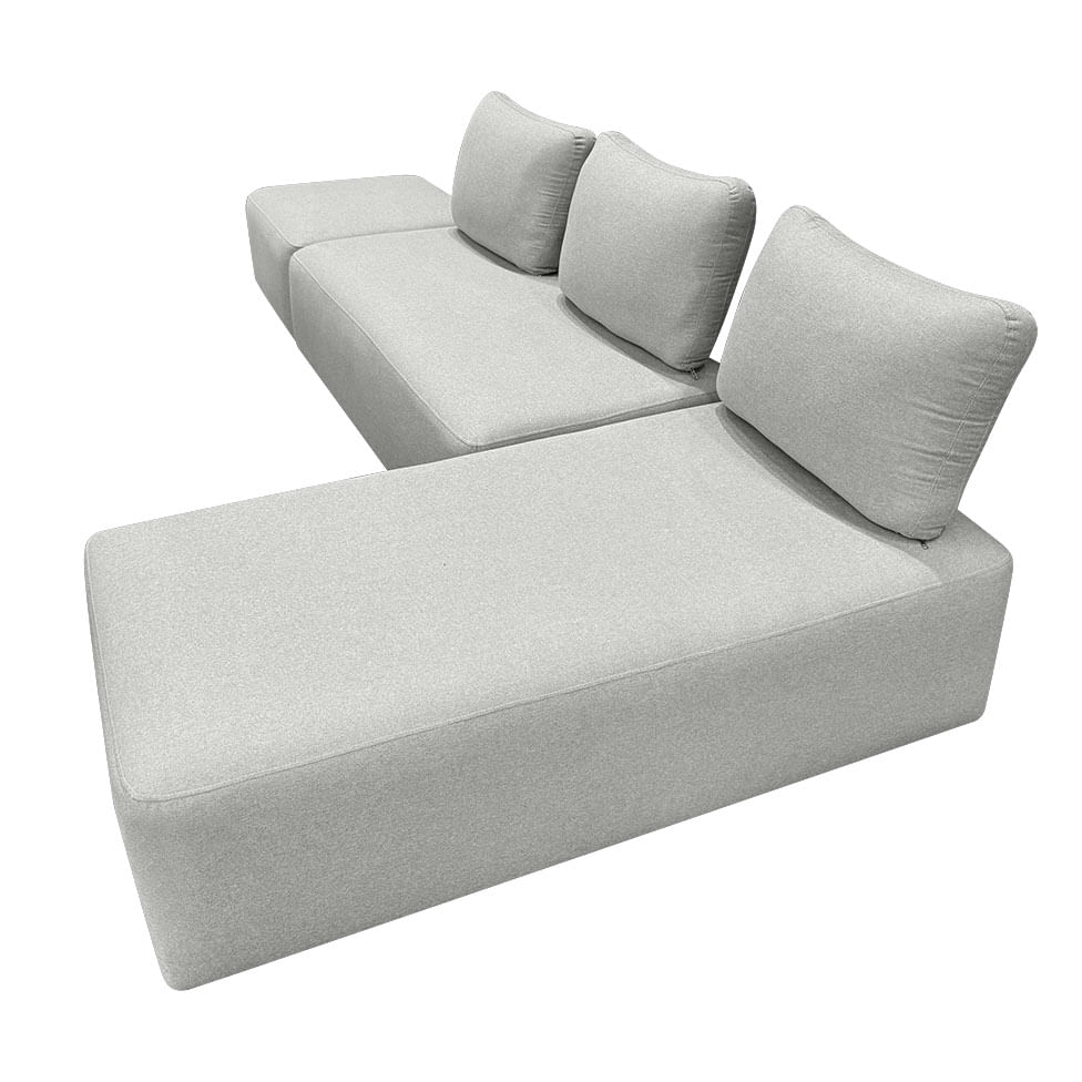 Sofá Living Munique com Chaise em Linho Cinza 2,22m