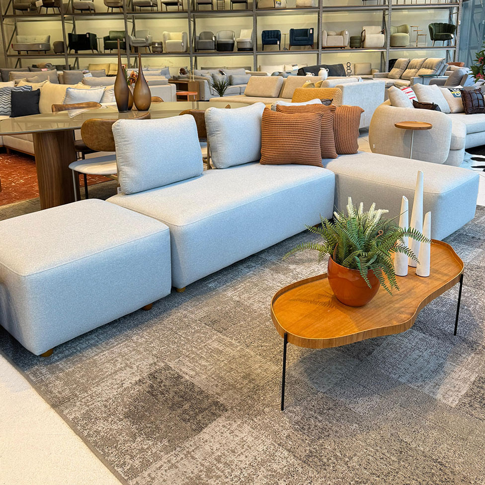 Sofá Living Munique com Chaise em Linho Cinza 2,22m - Imagem 3