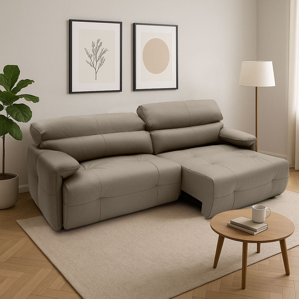 Sofá Capri Retratil em Couro Avelã 2,80m - Imagem 6