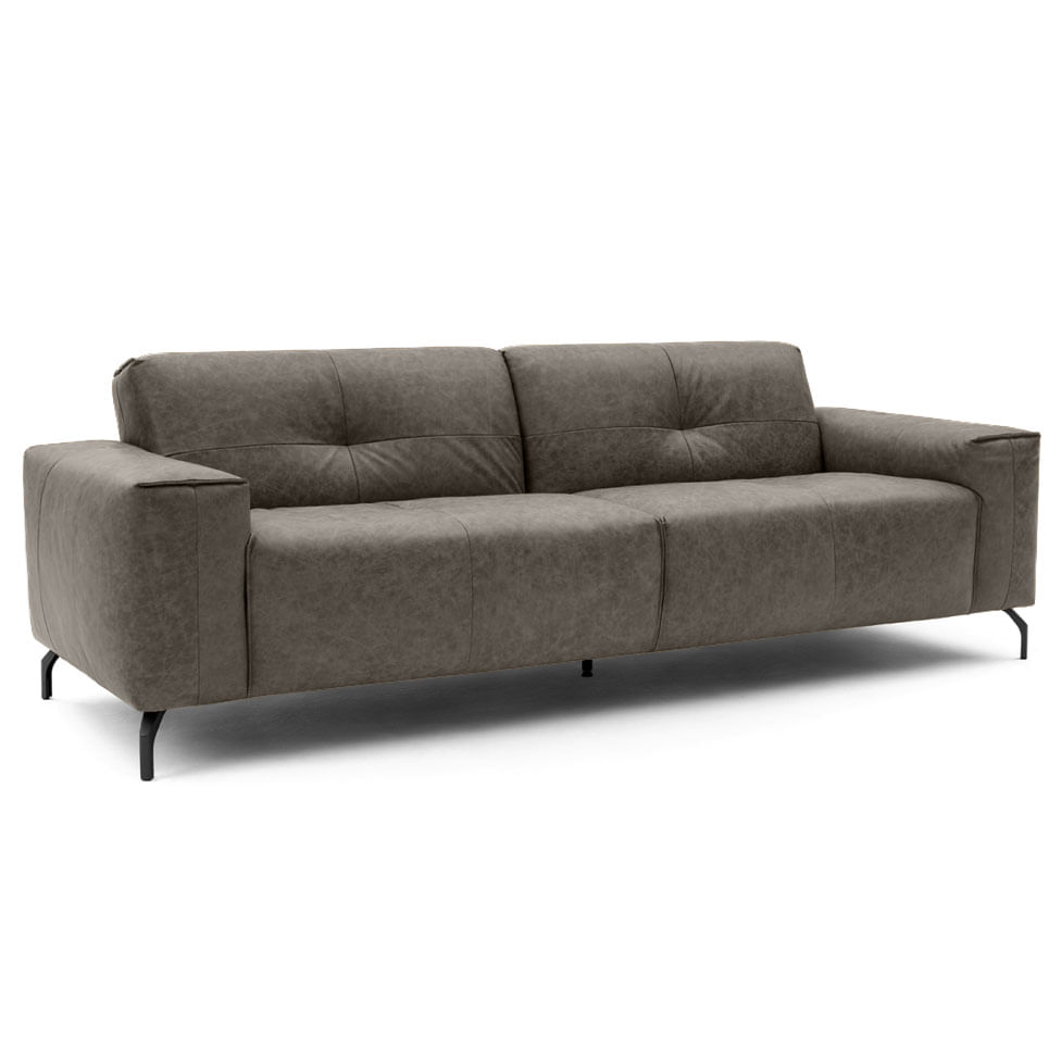 Sofá Santorini em Couro Cimento 2,44m - Imagem 2