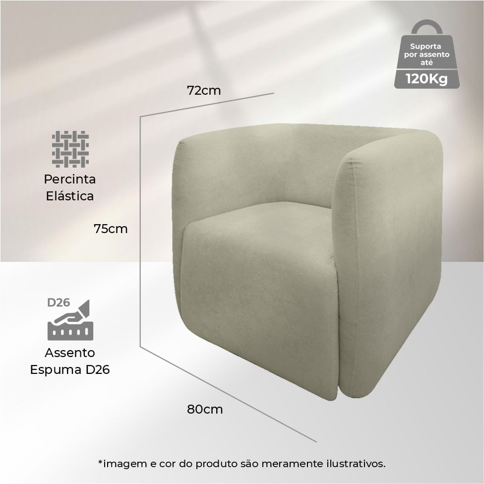 Poltrona Malaga em Boucle Cinza - Imagem 5