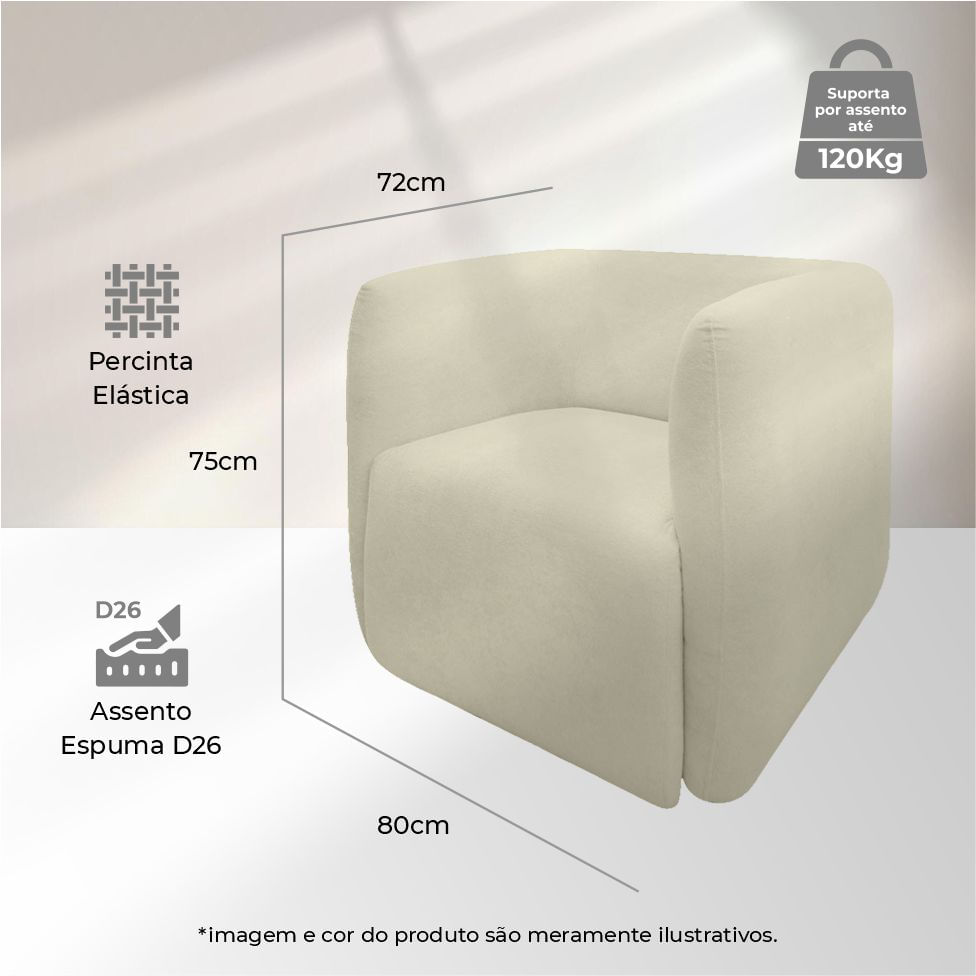 Poltrona Malaga em Boucle Off White - Imagem 5