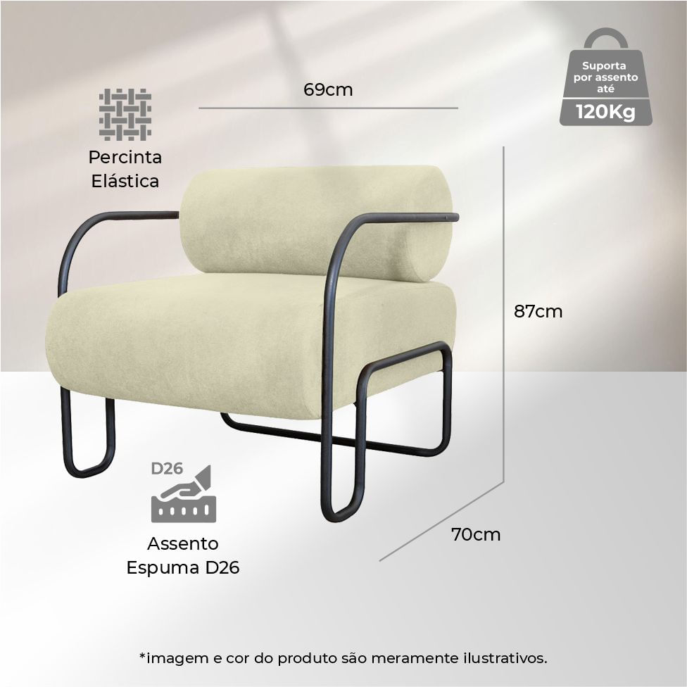 Poltrona Minsk em Boucle Off White - Imagem 5