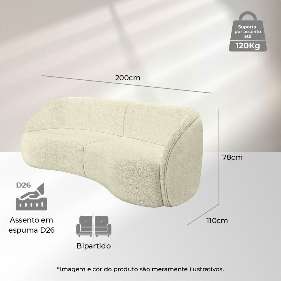 Sofá Orgânico Passion em Boucle Off White 2,20m - Imagem 3