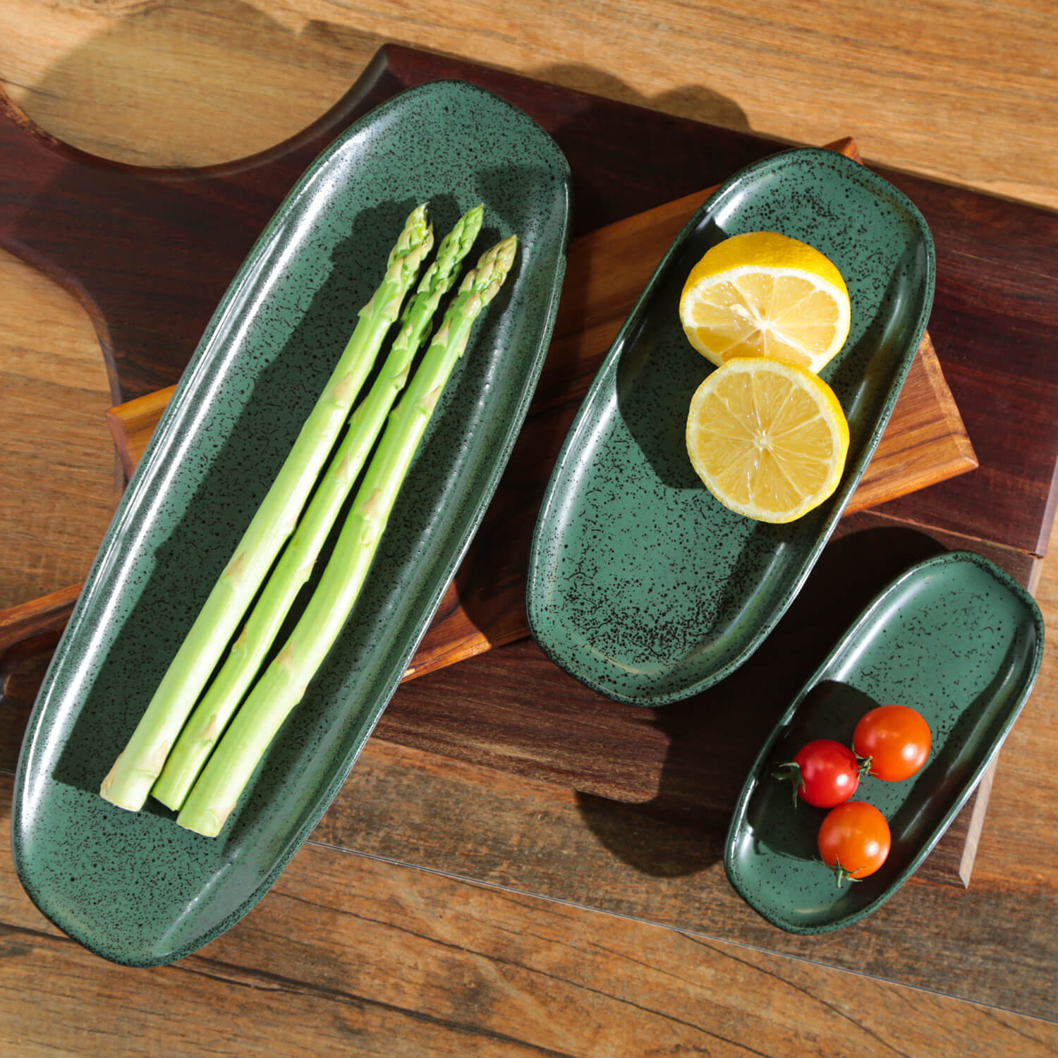 Conjunto com 4 Travessas Oval Rasa Pequena Orgânico Greenery 23x11cm - Imagem 2