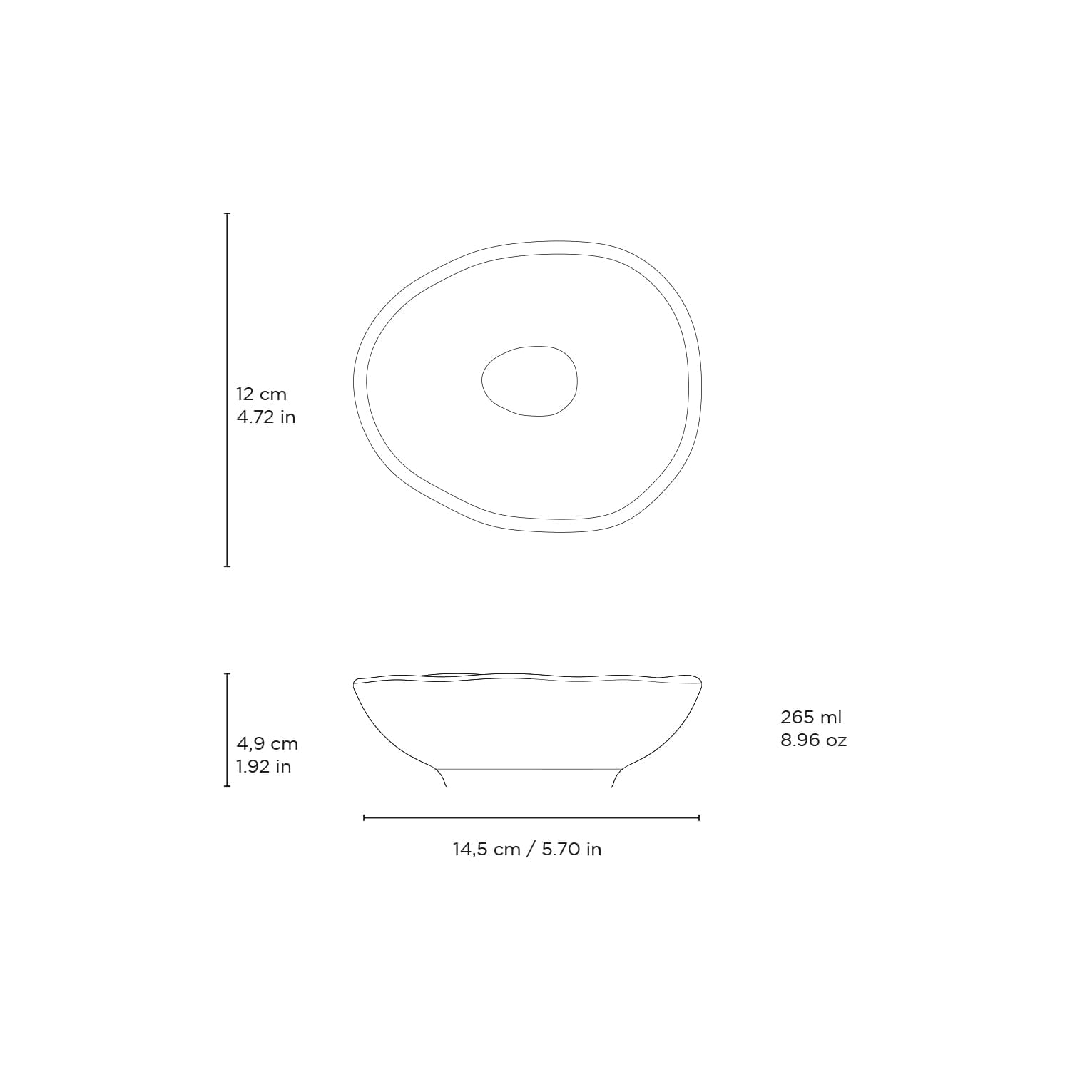 Conjunto com 6 Cumbucas Oval Orgânico Latte 14,5x12x4,9cm 265ml - Imagem 4