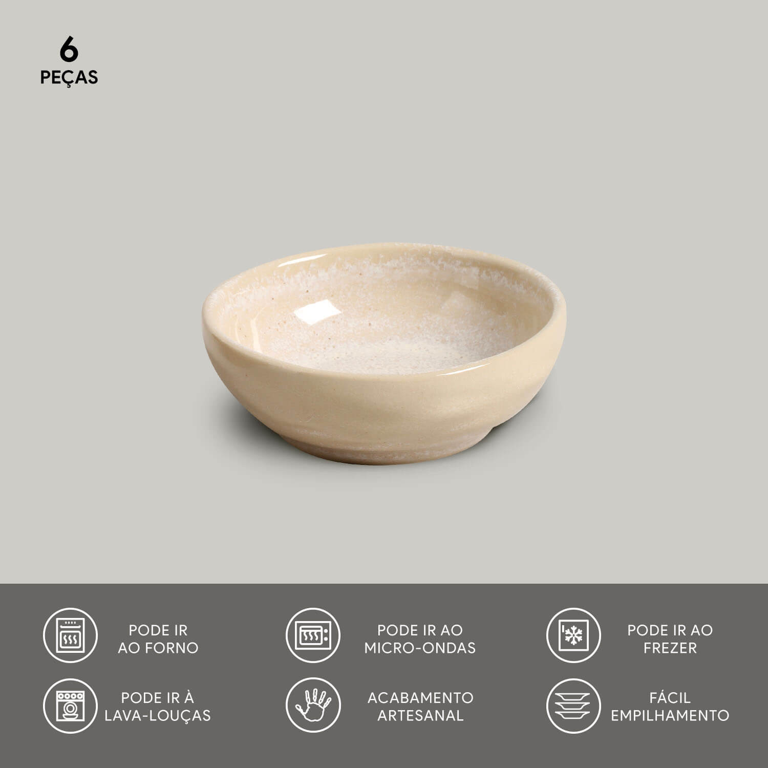 Conjunto com 6 Ramequim Médio Orgânico Latte Ø9x3cm 70ml - Imagem 3