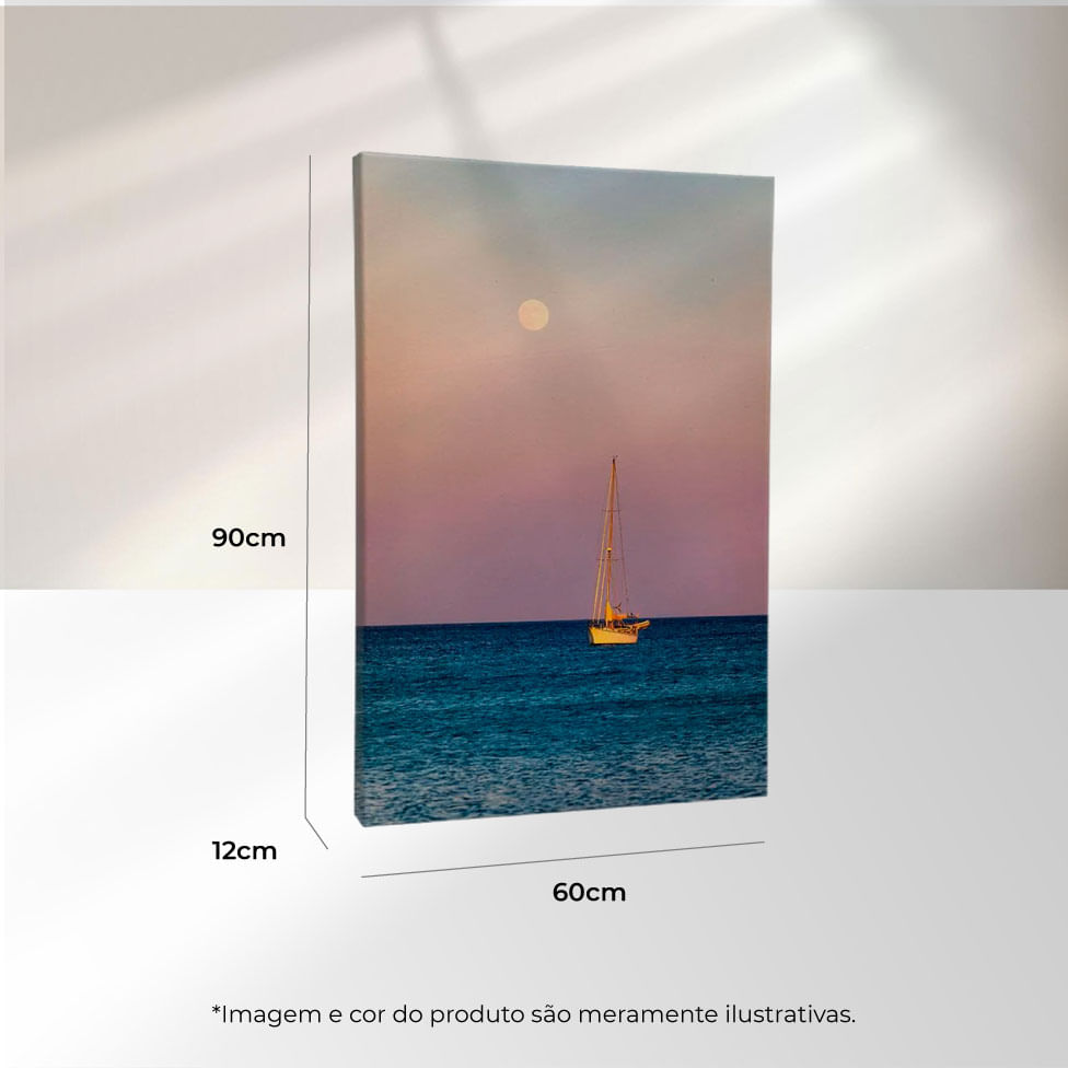 Quadro Decorativo Mar Paisagem Natureza Veleiro I Moldura Natural com vidro 60x90 - Imagem 3