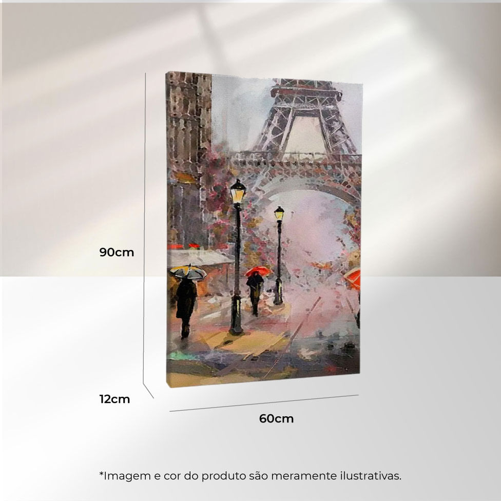 Quadro Decorativo Cidade Paris Pintura II Moldura Natural com vidro 60x90 - Imagem 3