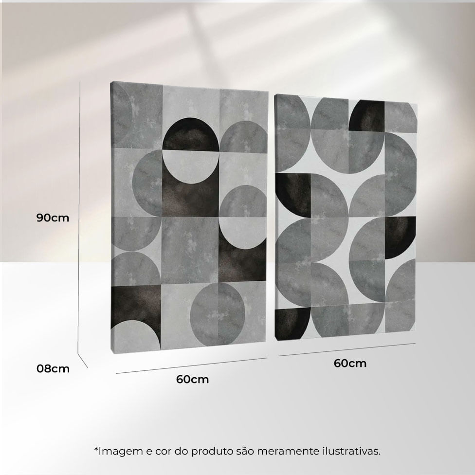 Quadro Decorativo 2 Telas Composição VIII 60x90 Moldura Preta com vidro - Imagem 3