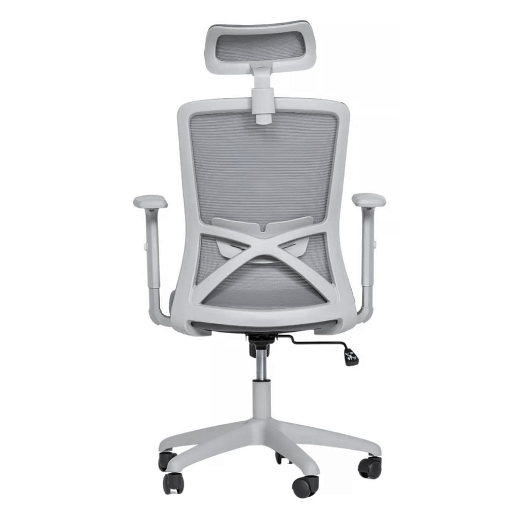 Cadeira Office Dalla Tela Mesh com Apoio de Cabeça e Braço Cinza Base Rodízio Nylon - Imagem 2
