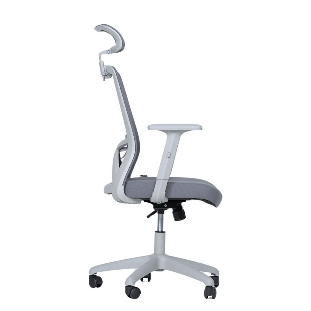 Cadeira Office Dalla Tela Mesh com Apoio de Cabeça e Braço Cinza Base Rodízio Nylon - Imagem 3