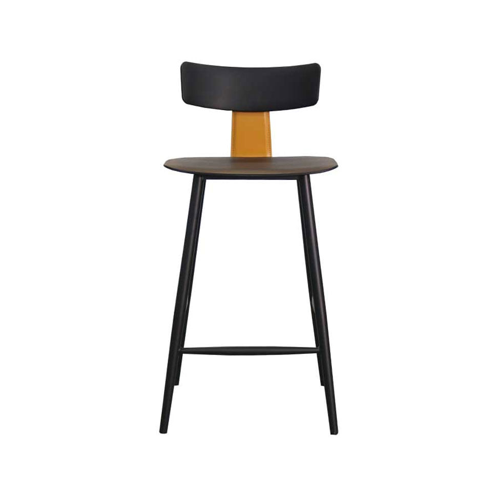 Banqueta Baixa Analu em Aço Preta e Marrom Camel - Imagem 2