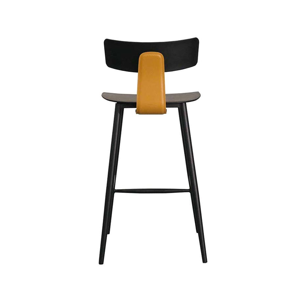 Banqueta Baixa Analu em Aço Preta e Marrom Camel - Imagem 4