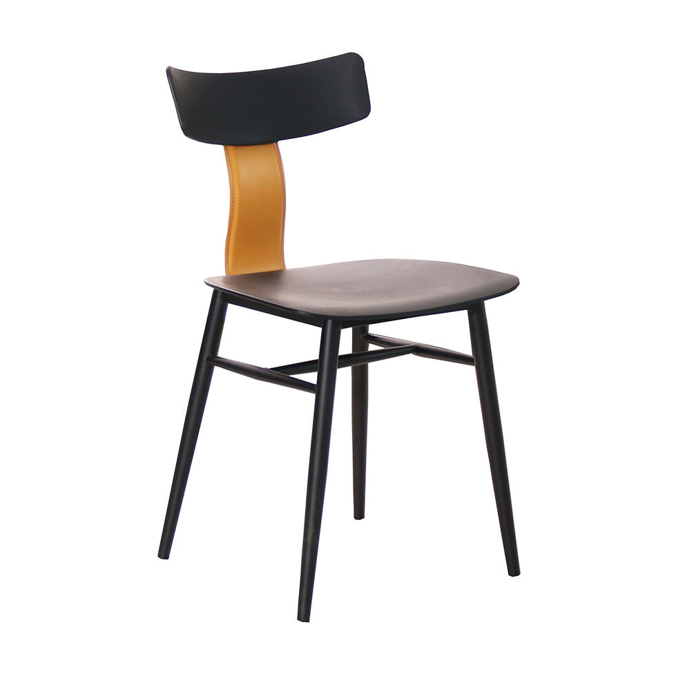 Cadeira Analu em Polipropileno Preto e Marrom Camel