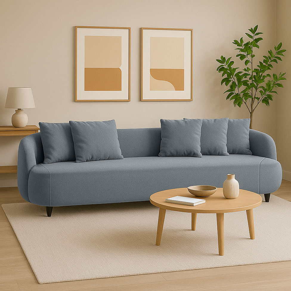 Sofá Pluma Orgânico em Linho Cinza Mescla 2,20m - Imagem 5