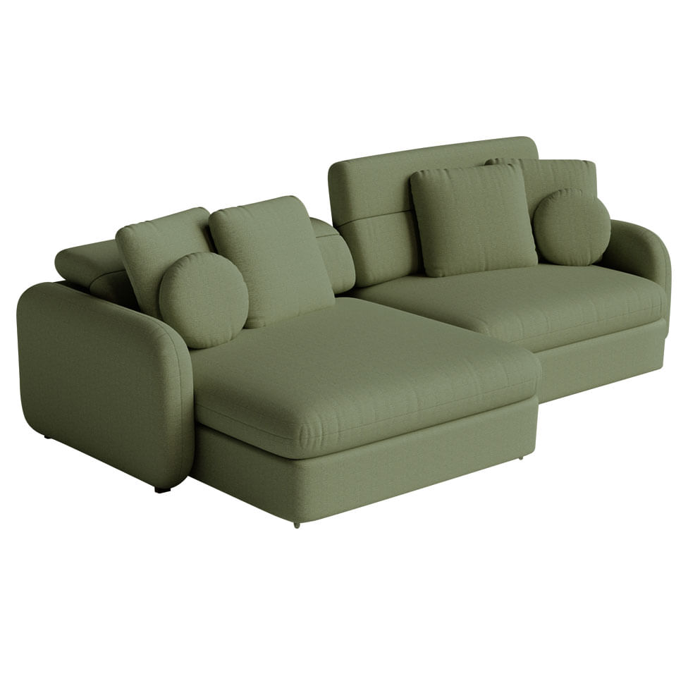 Sofá Domini Retrátil Bipartido em Linho Verde 1,94m - Imagem 3