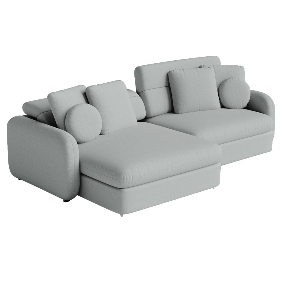 Sofá Domini Retrátil Bipartido em Linho Cinza Claro 1,94m - Imagem 3