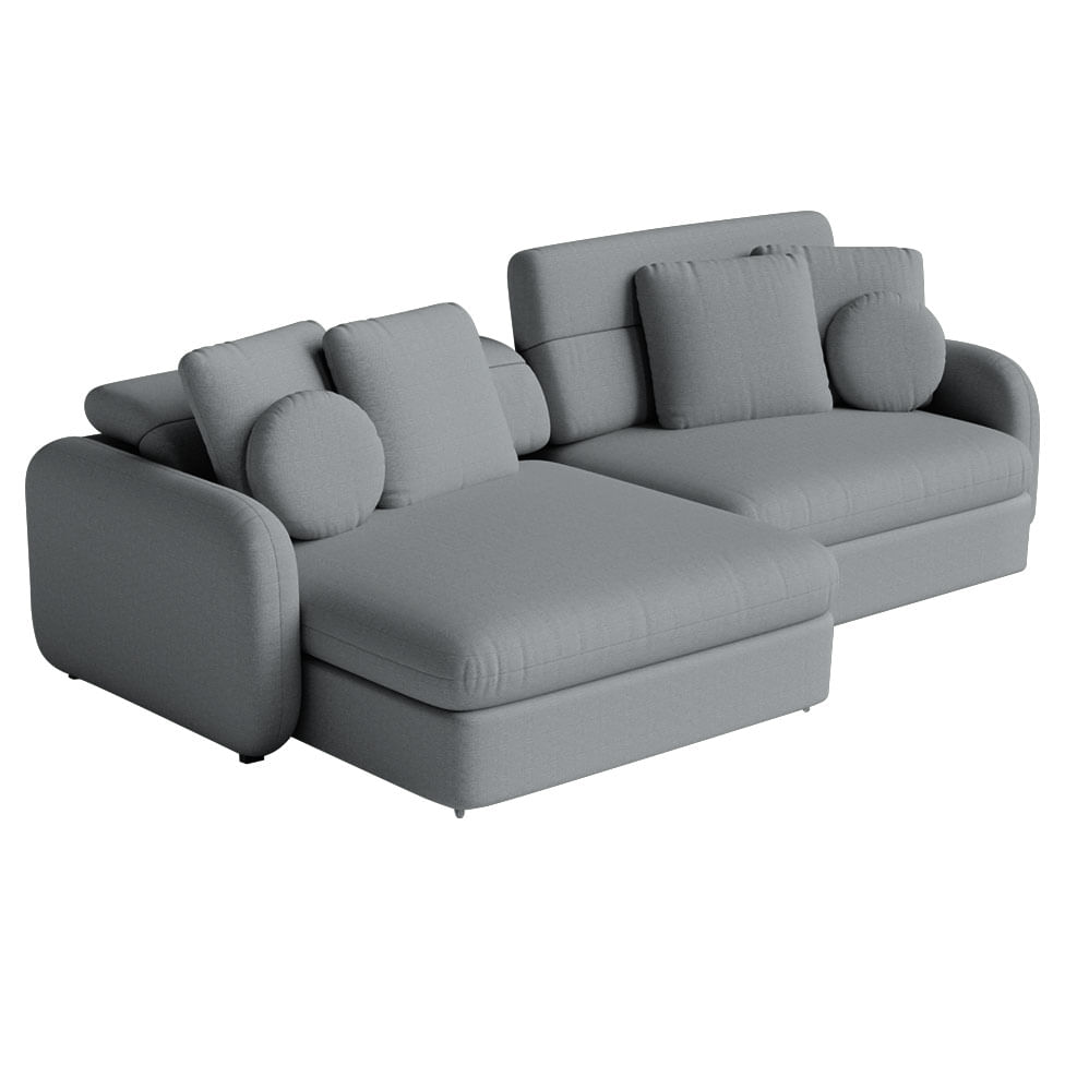 Sofá Domini Retrátil Bipartido em Linho Cinza Mescla 2,14m - Imagem 3