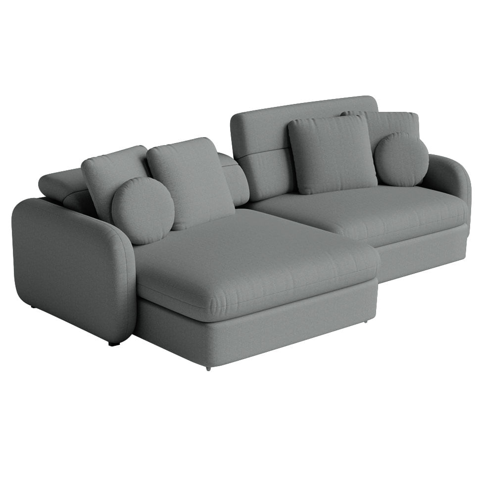 Sofá Domini Retrátil Bipartido em Linho Cinza 2,14m - Imagem 3