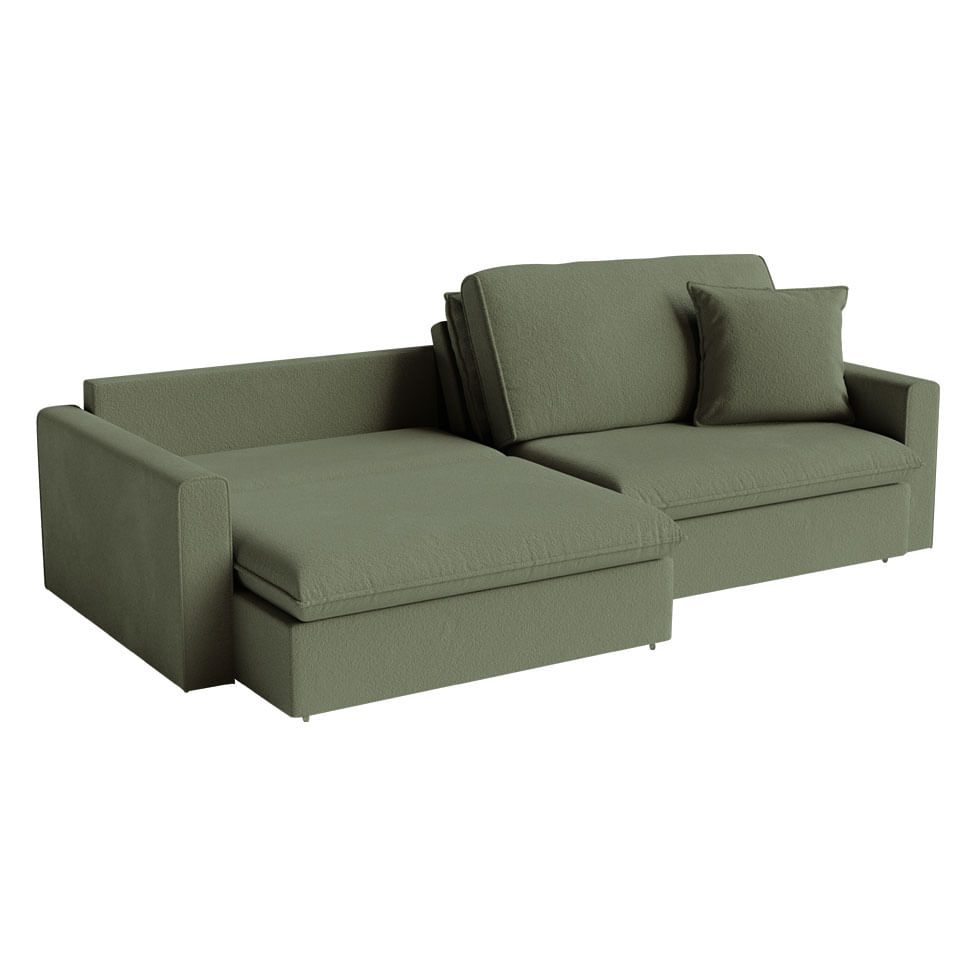 Sofá Soft Retrátil e Reclinável Bipartido em Linho Verde 2,10m - Imagem 2