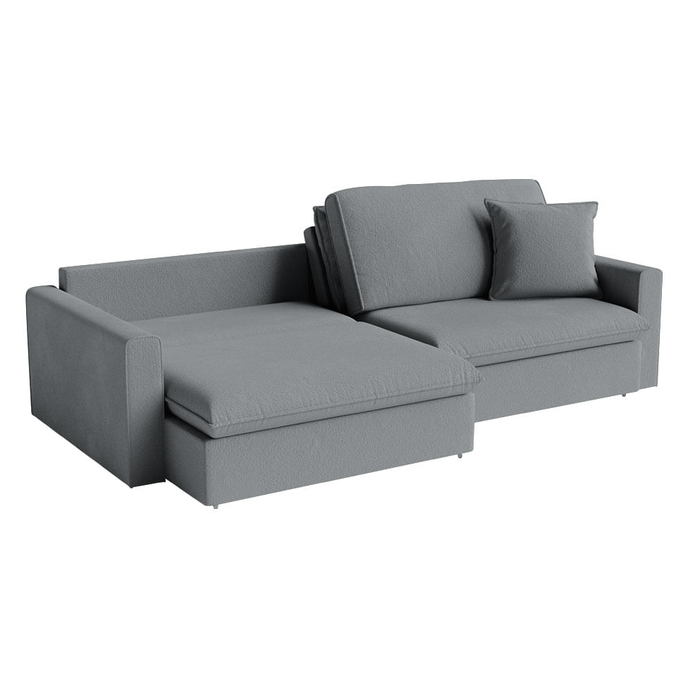 Sofá Soft Retrátil e Reclinável Bipartido em Linho Cinza Mescla 2,10m - Imagem 2