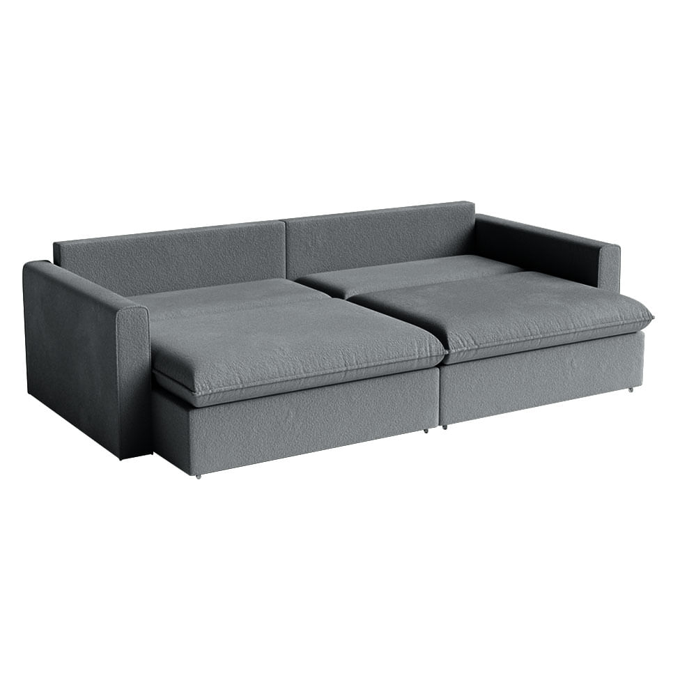 Sofá Soft Retrátil e Reclinável Bipartido em Linho Cinza Mescla 2,10m - Imagem 3