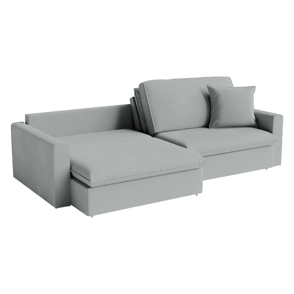 Sofá Soft Retrátil e Reclinável Bipartido em Linho Cinza Claro 2,10m - Imagem 2