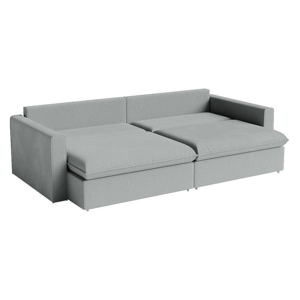 Sofá Soft Retrátil e Reclinável Bipartido em Linho Cinza Claro 2,10m - Imagem 3