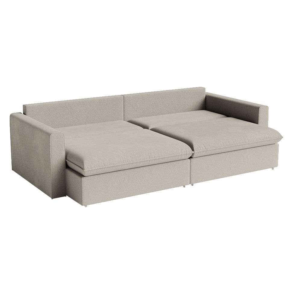 Sofá Soft Retrátil e Reclinável Bipartido em Linho Bege 2,10m - Imagem 3