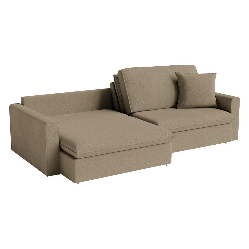 Sofá Soft Retrátil e Reclinável Bipartido em Linho Marrom Mescla 2,10m - Imagem 2