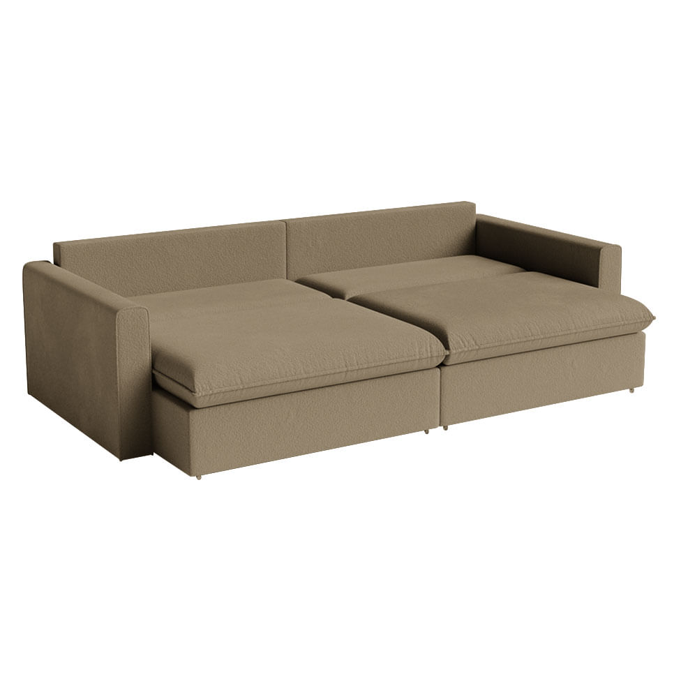 Sofá Soft Retrátil e Reclinável Bipartido em Linho Marrom Mescla 2,30m - Imagem 3