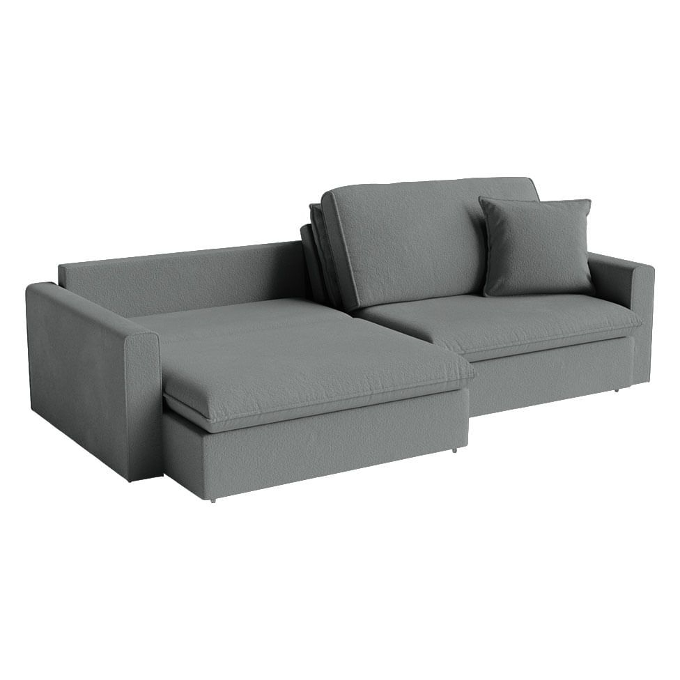 Sofá Soft Retrátil e Reclinável Bipartido em Linho Cinza 2,50m - Imagem 2