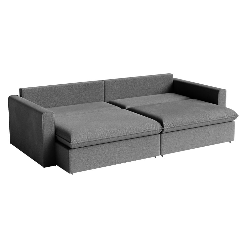 Sofá Soft Retrátil e Reclinável Bipartido em Linho Cinza 2,50m - Imagem 3