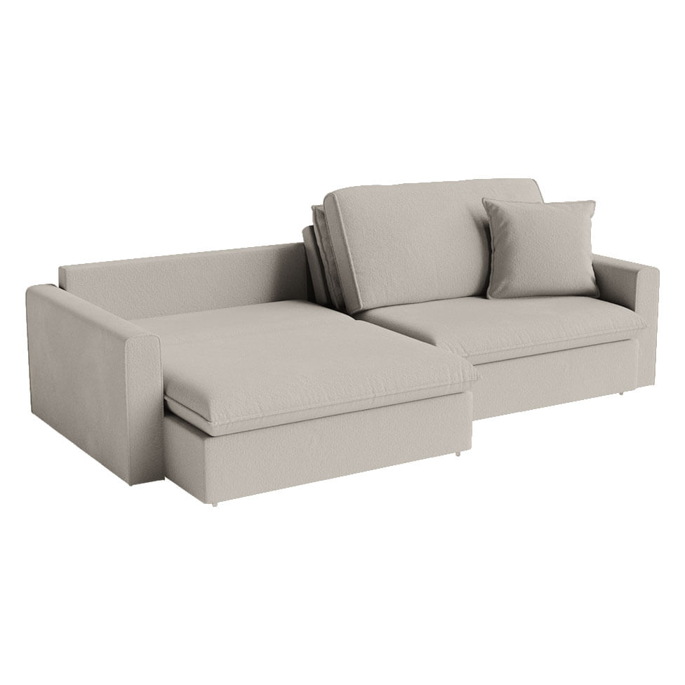 Sofá Soft Retrátil e Reclinável Bipartido em Linho Bege 2,50m - Imagem 2