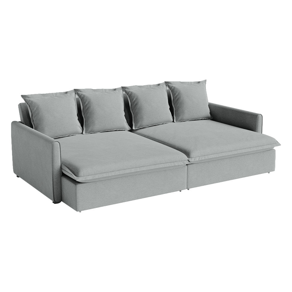 Sofá Hope Retrátil e Reclinável Bipartido em Linho Cinza Claro 1,80m - Imagem 3