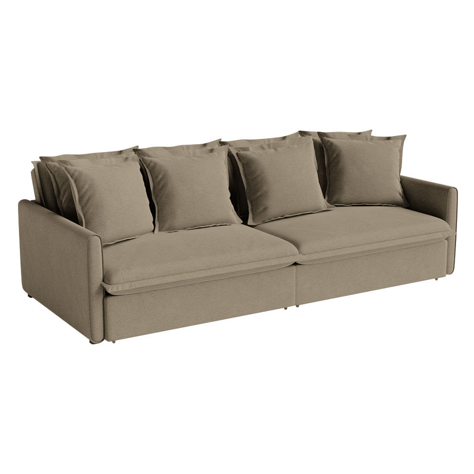 Sofá Hope Retrátil e Reclinável Bipartido em Linho Marrom Mescla 2,00m - Imagem 2