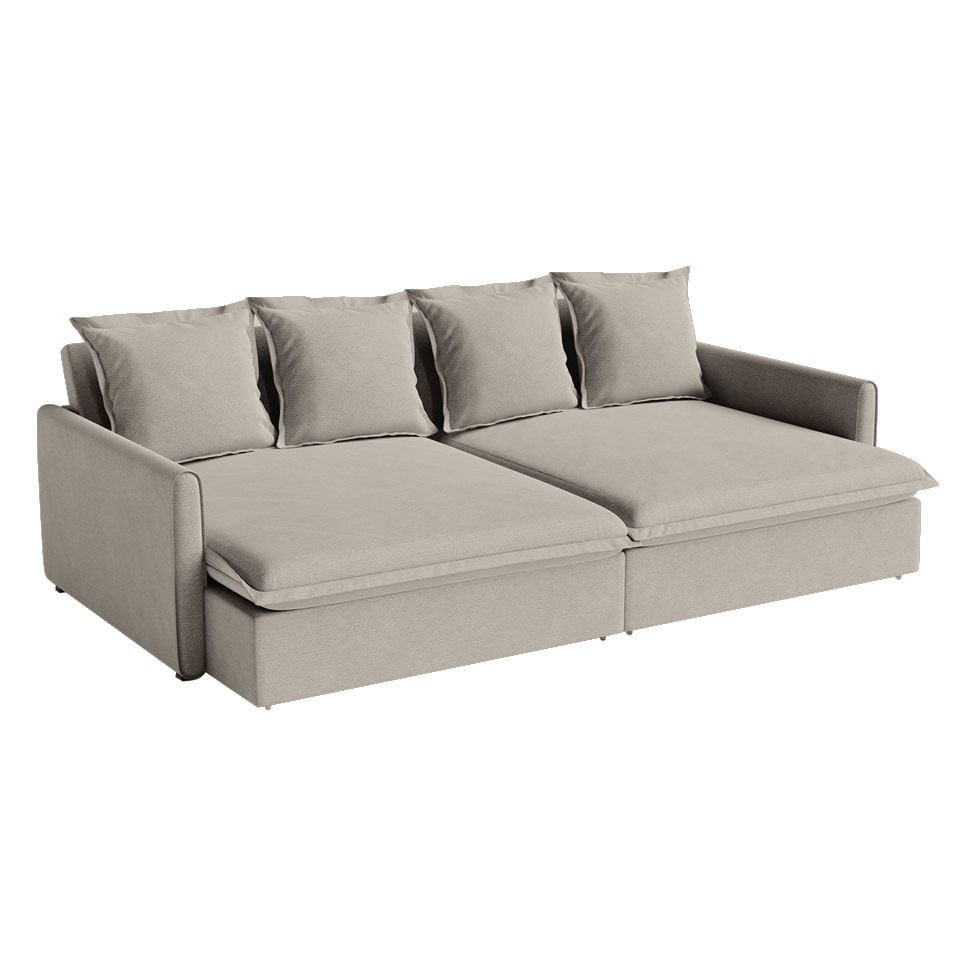 Sofá Hope Retrátil e Reclinável Bipartido em Linho Bege 2,20m - Imagem 3