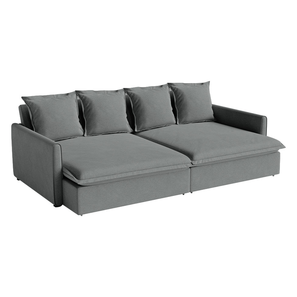 Sofá Hope Retrátil e Reclinável Bipartido em Linho Cinza 2,40m - Imagem 3