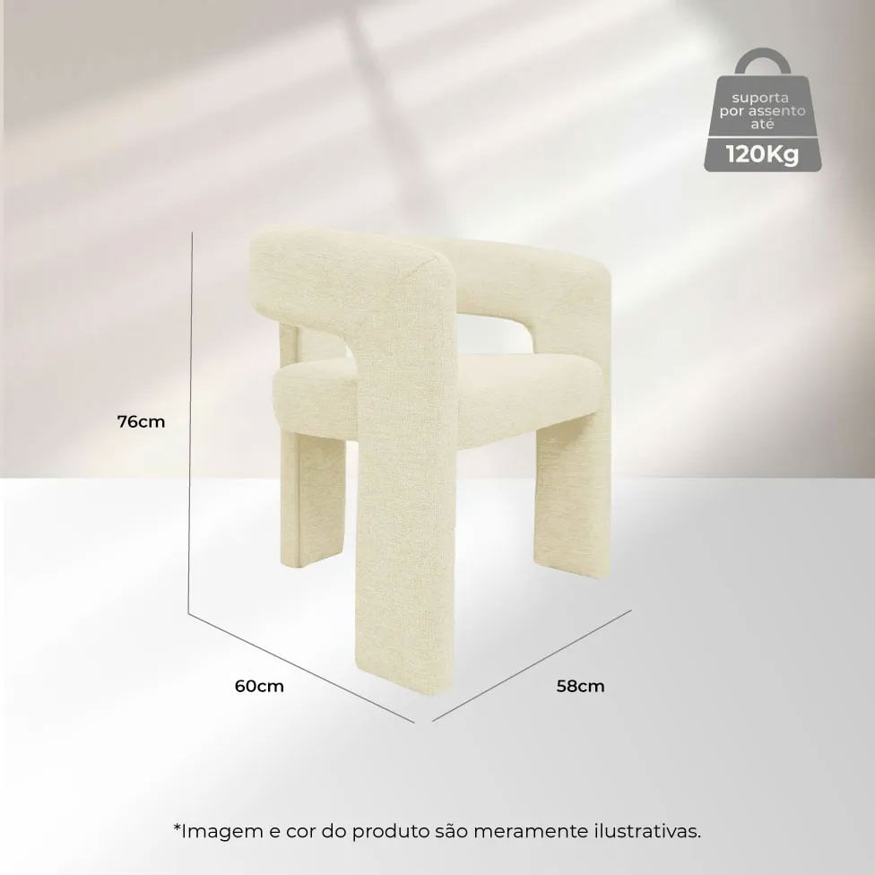 Poltrona Norma em Linho Bege - Imagem 5